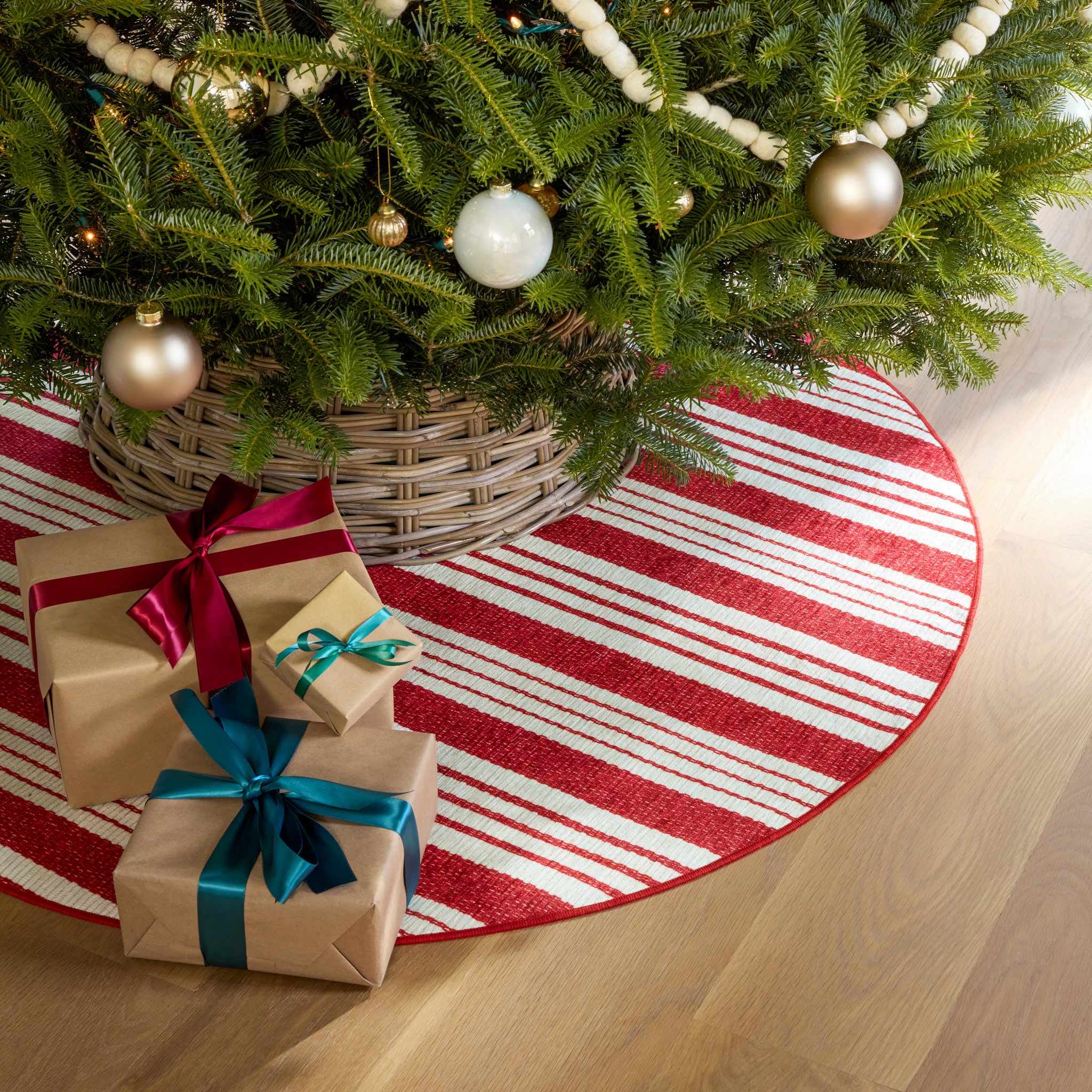 Abby Ticking Machine Washable Rug | Red - Image 4