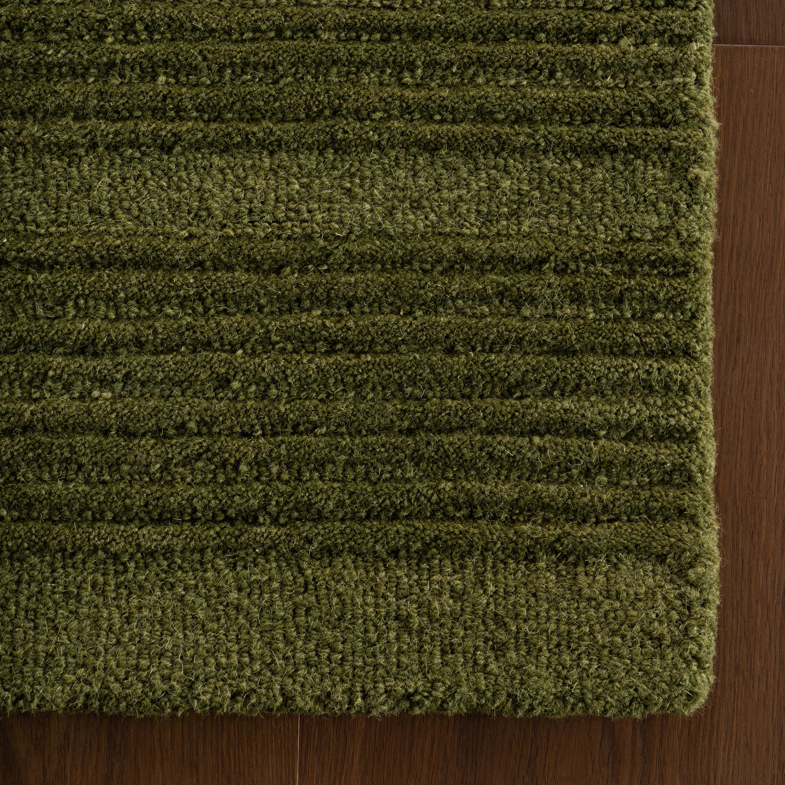 Cotina Modern Bordered Handmade Wool Rug | Green - Image 4
