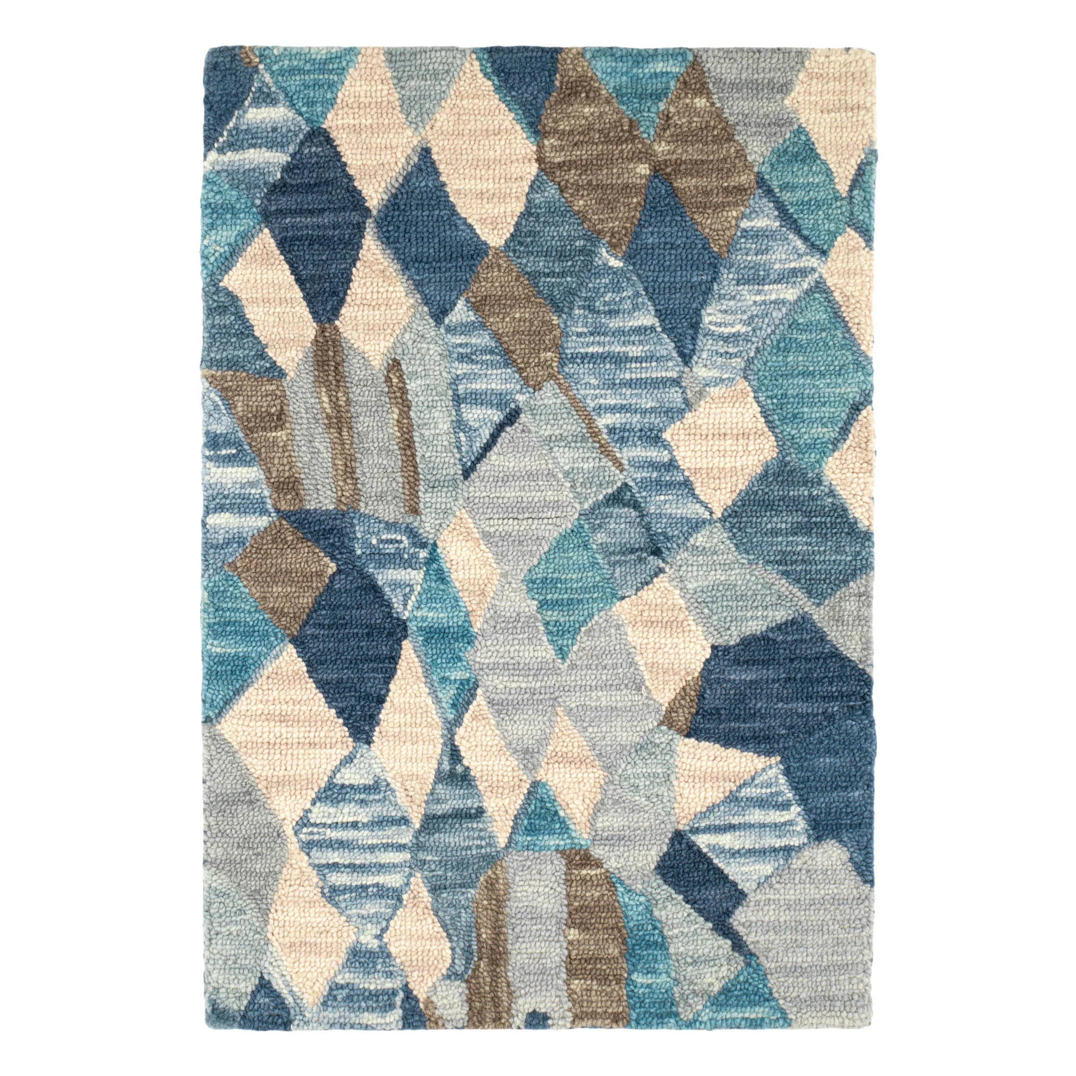 Deer Leap Hand Hooked Wool Rug | Blue - Image 3
