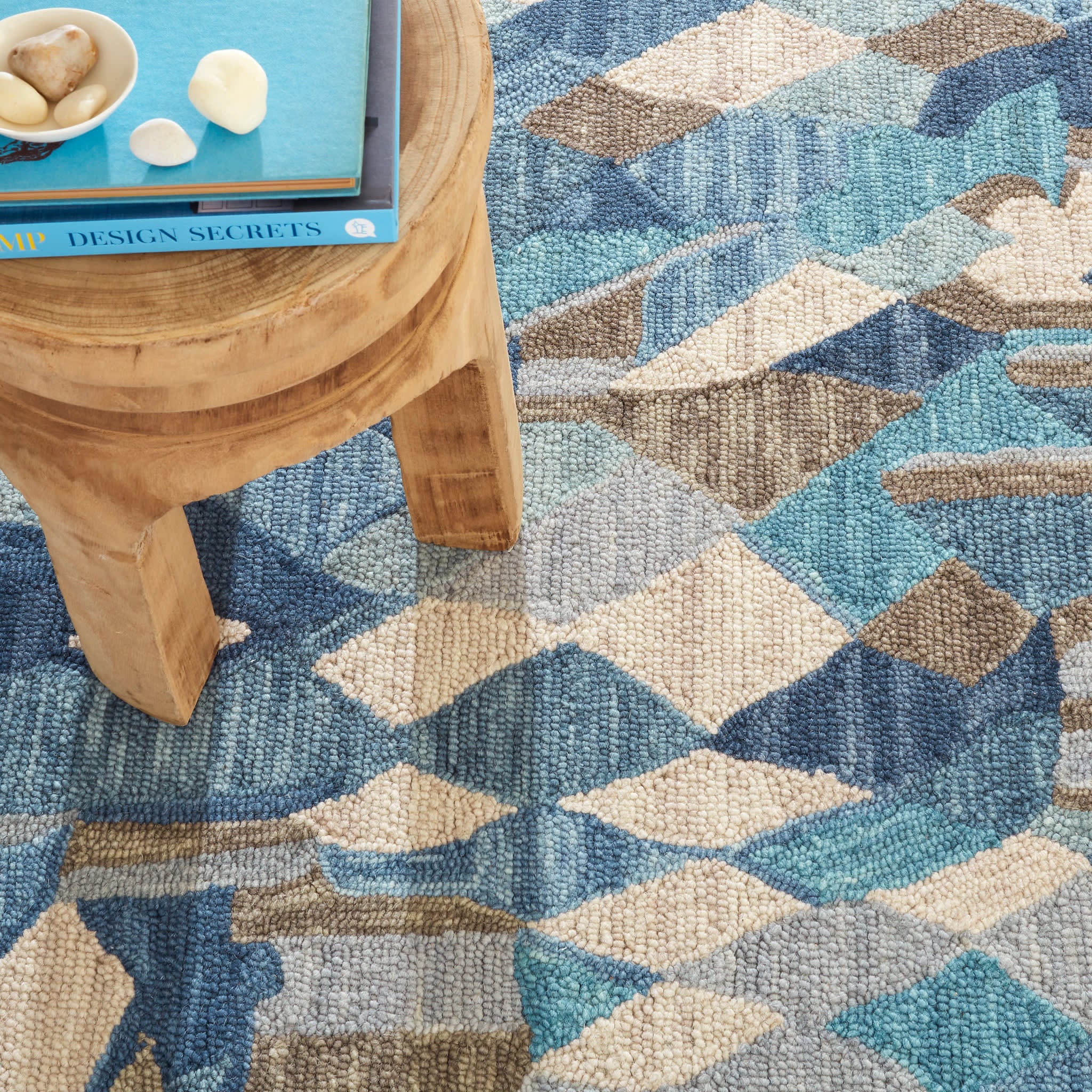 Deer Leap Hand Hooked Wool Rug | Blue - Image 6