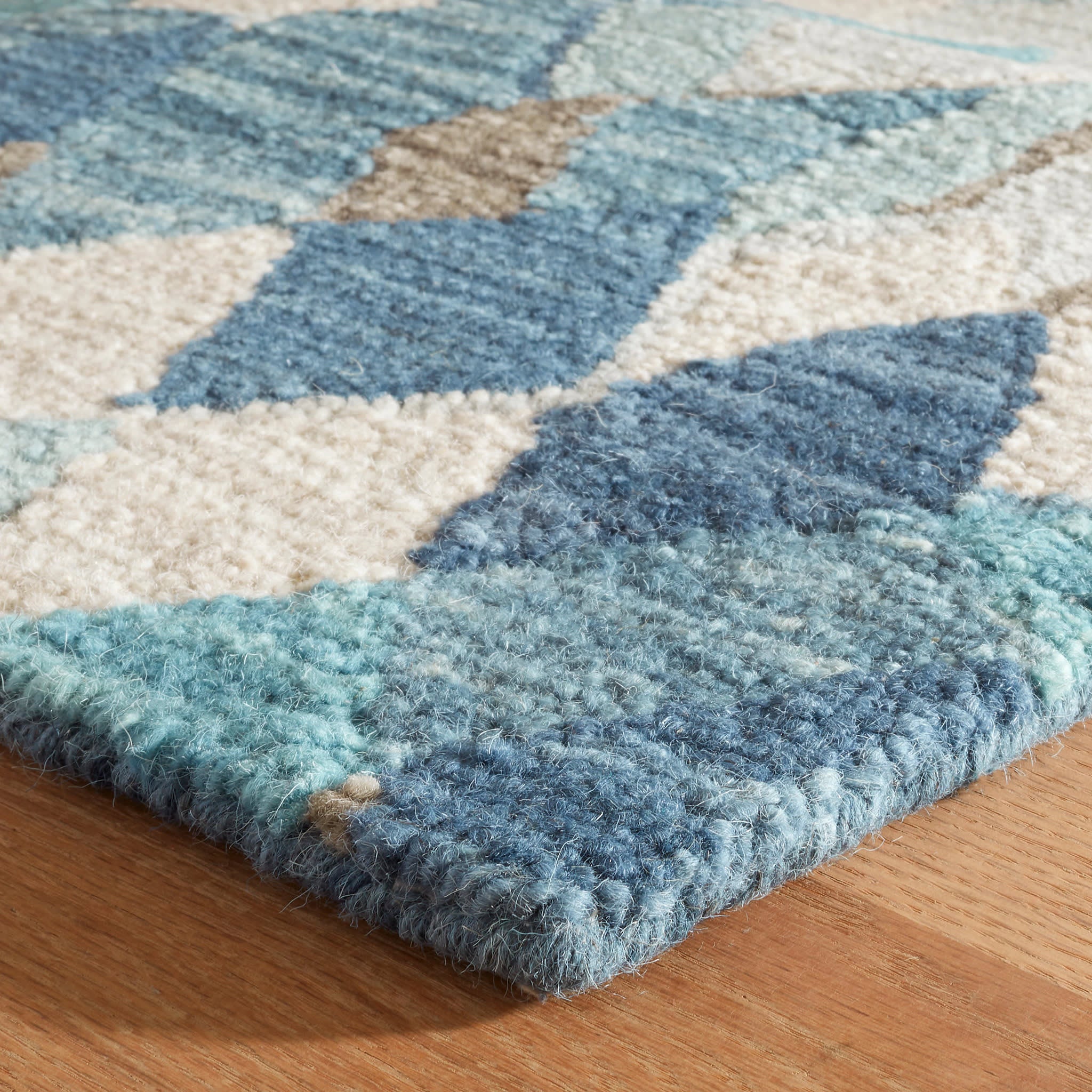 Deer Leap Hand Hooked Wool Rug | Blue - Image 8