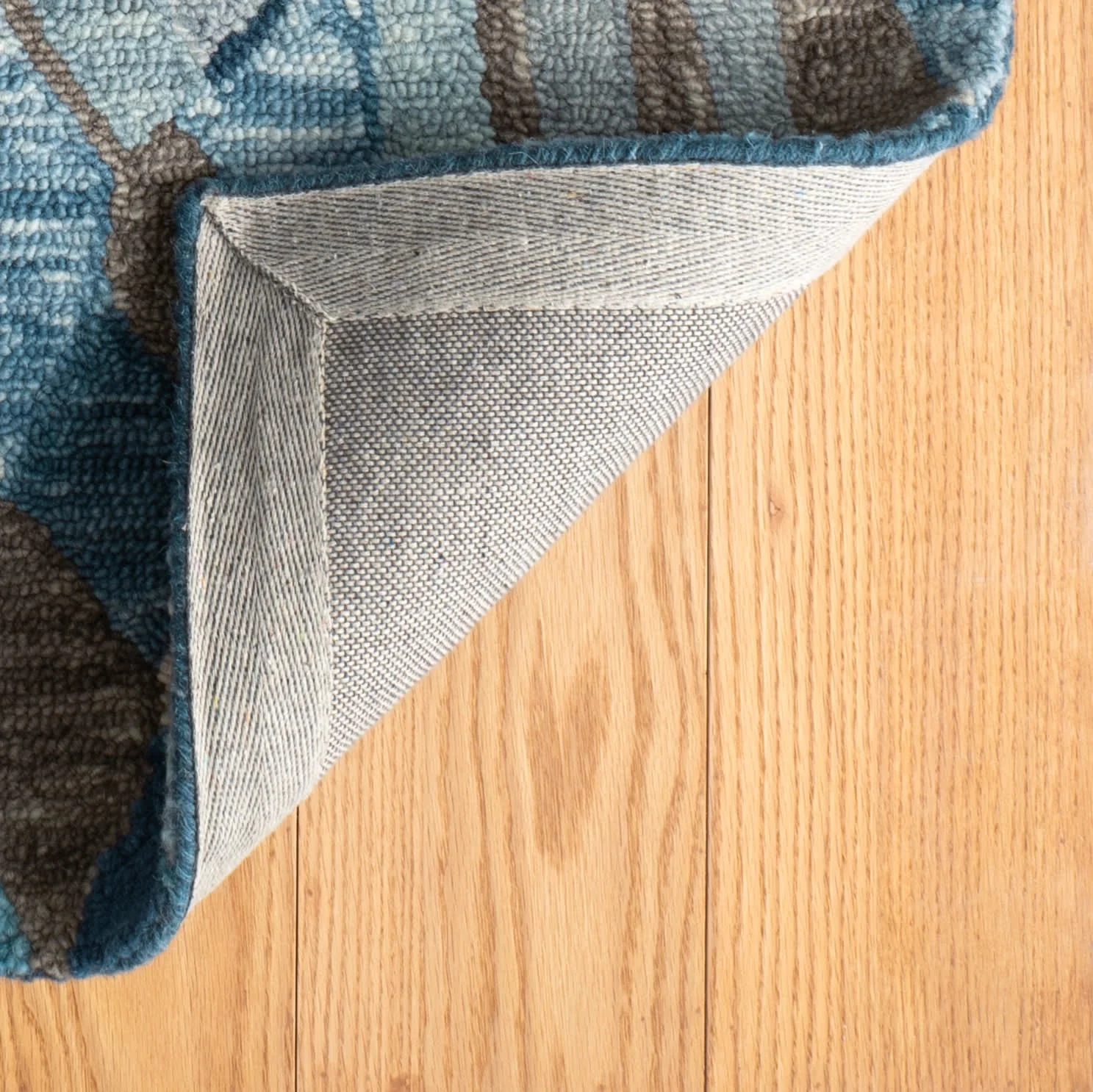 Deer Leap Hand Hooked Wool Rug | Blue - Image 9