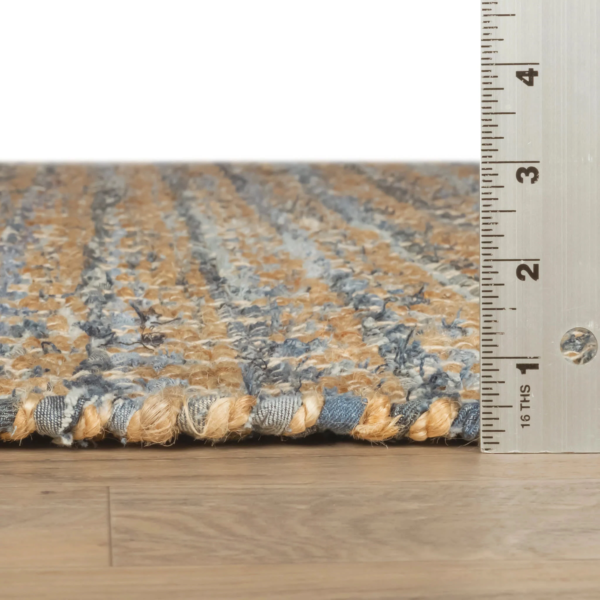 Geometric Rag Handwoven Jute Rug | Denim - Image 5