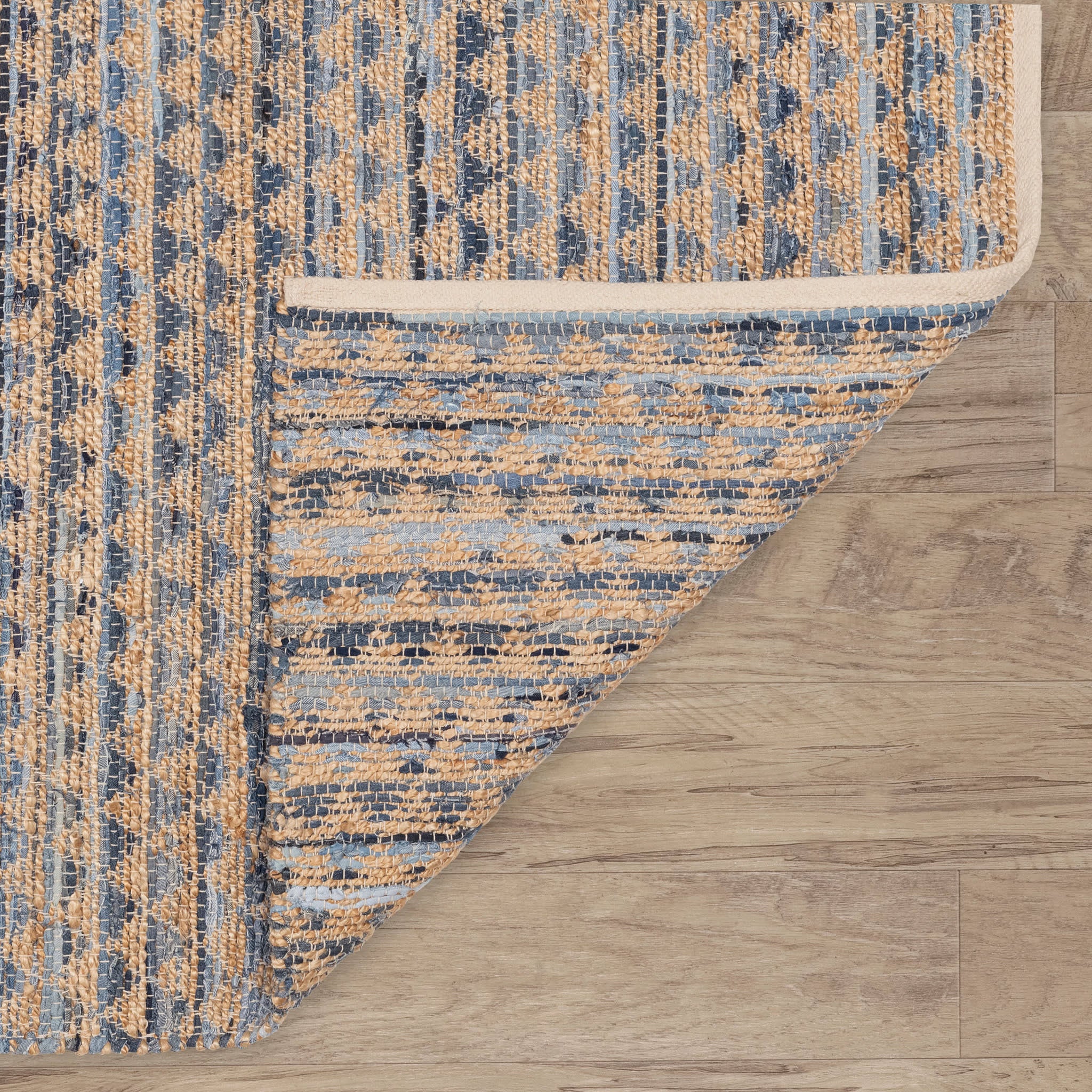 Geometric Rag Handwoven Jute Rug | Denim - Image 7