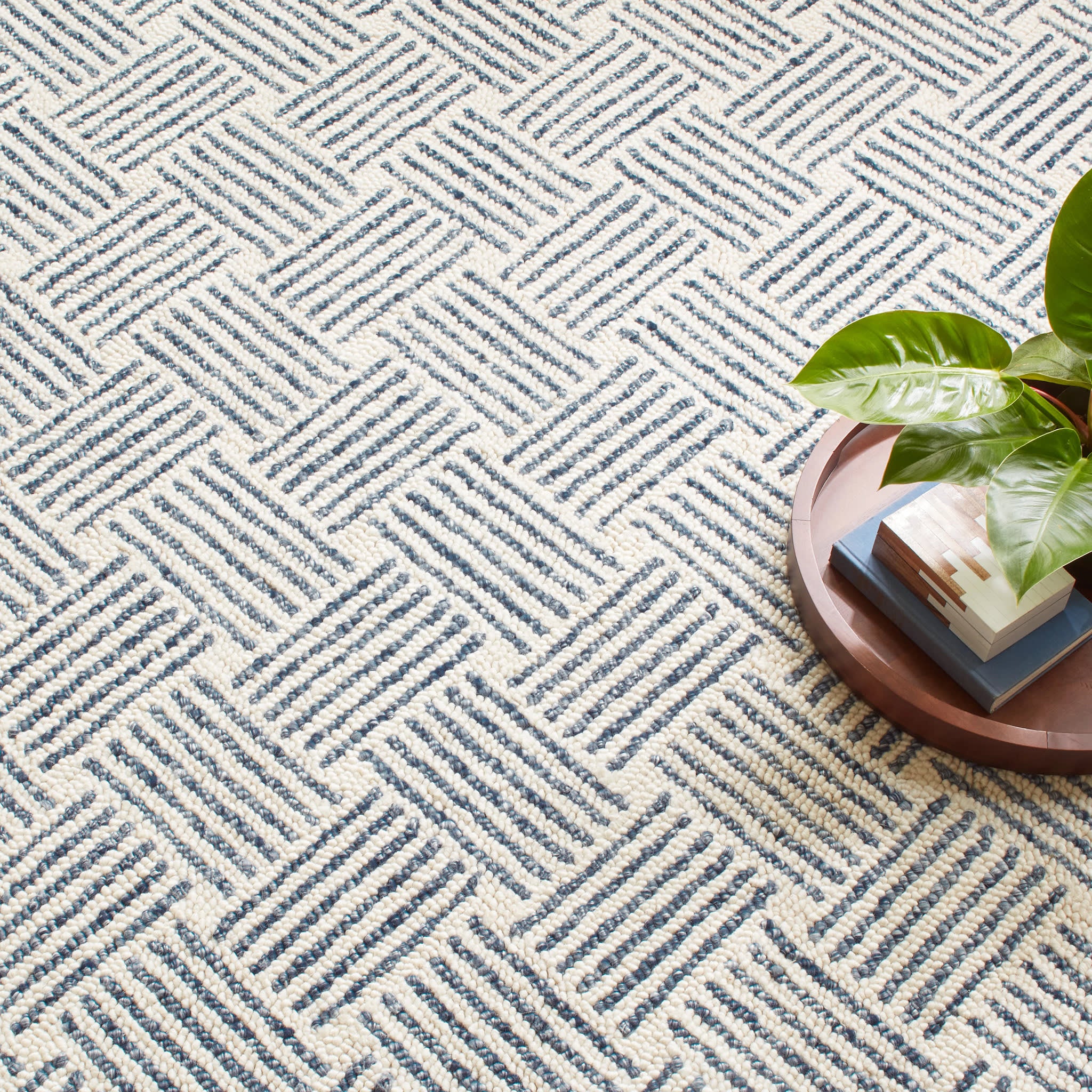 Layers Hand Hooked Wool Rug | Indigo - Image 4