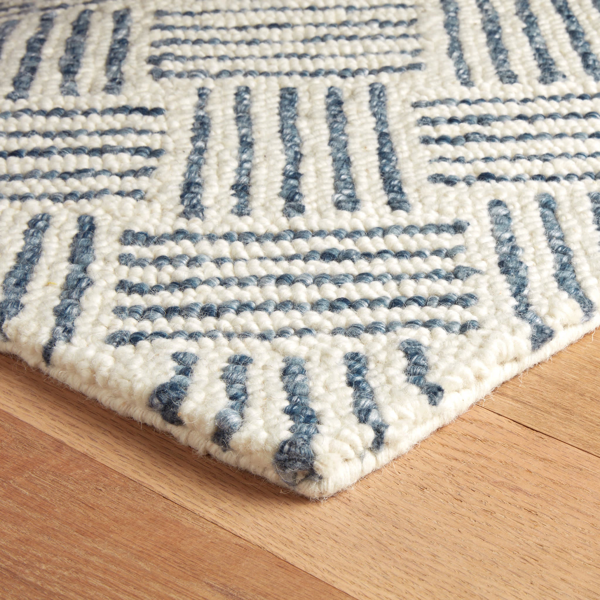 Layers Hand Hooked Wool Rug | Indigo - Image 7
