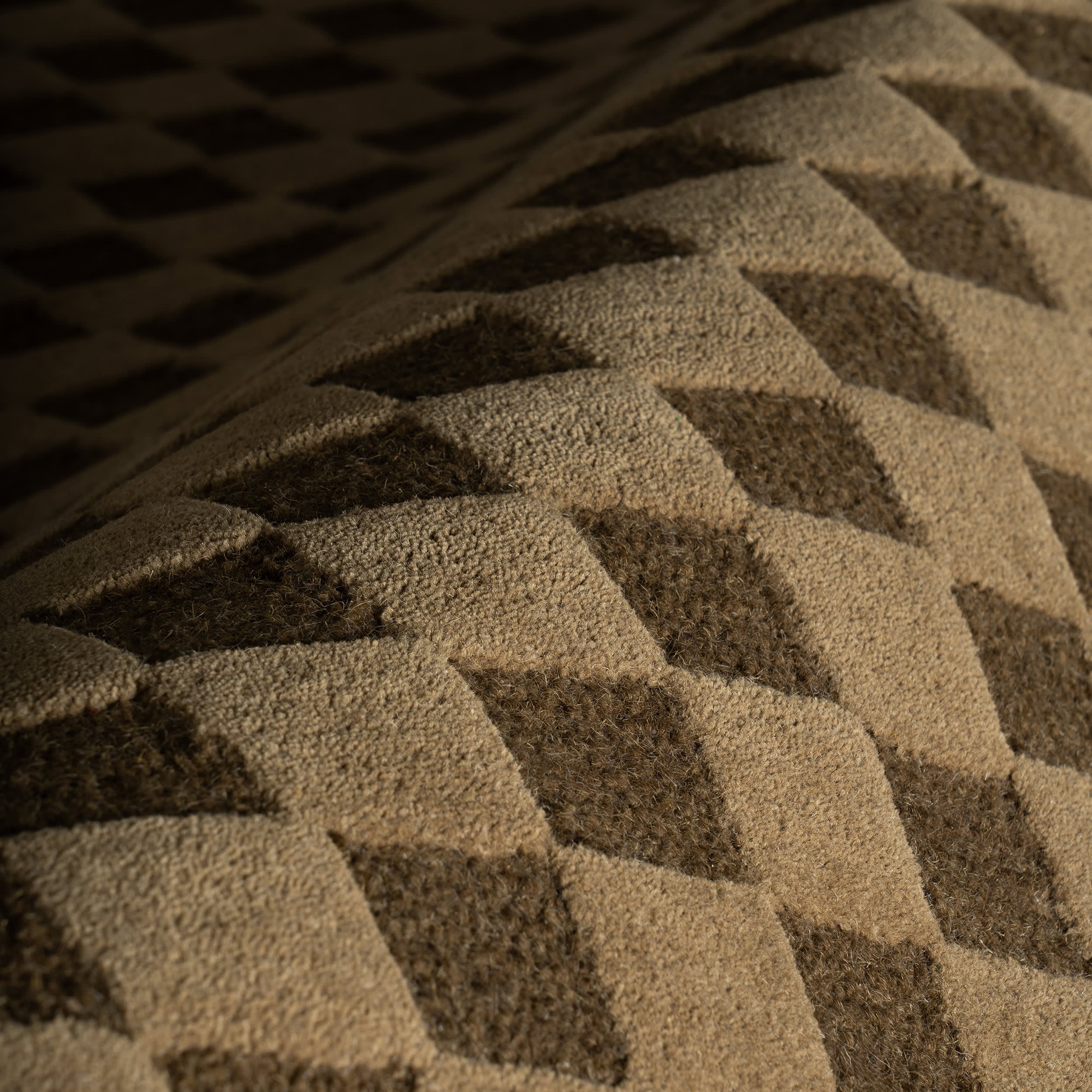 Linthea Modern Checkered Handmade Wool Rug | Brown - Image 9