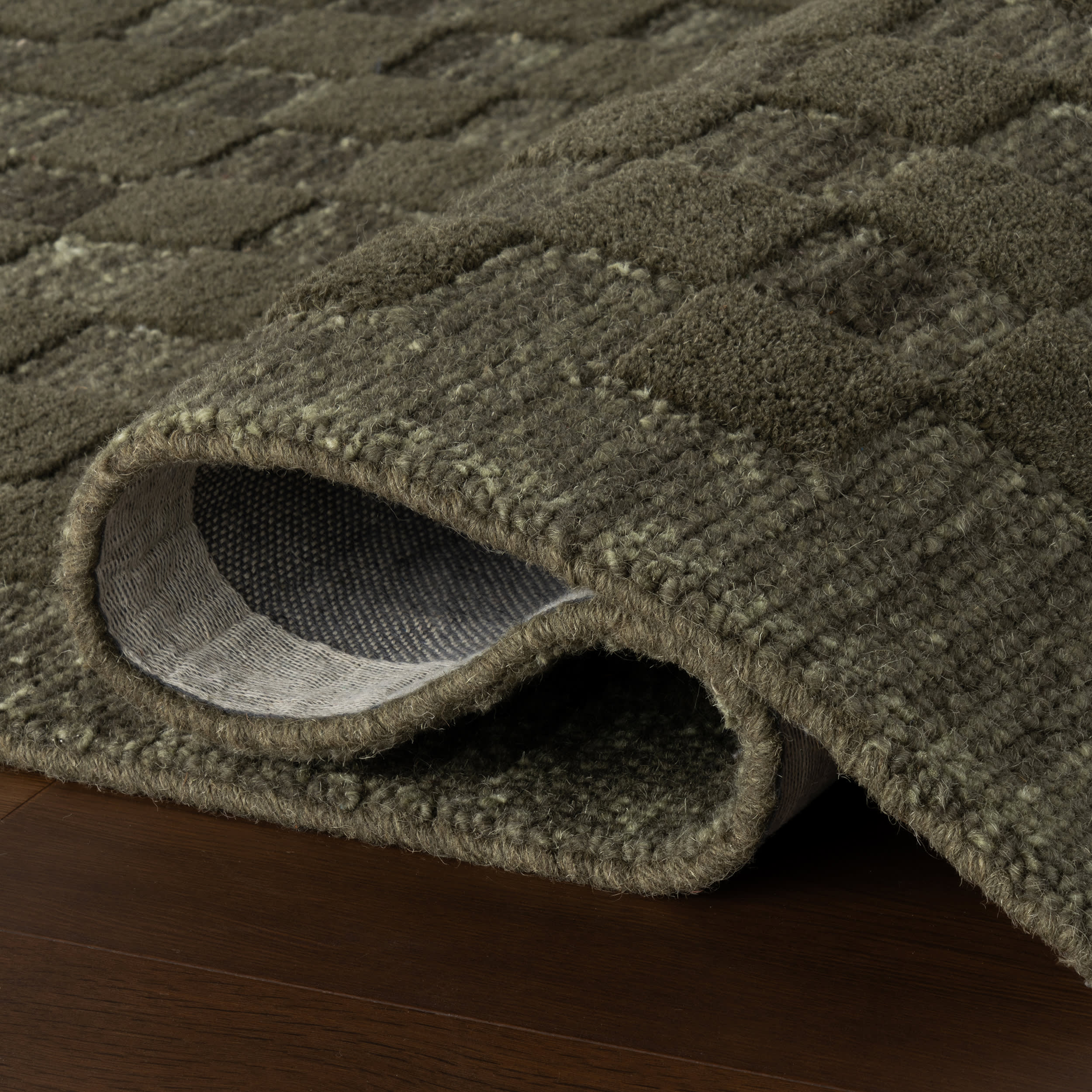 Linthea Modern Checkered Handmade Wool Rug | Green - Image 7