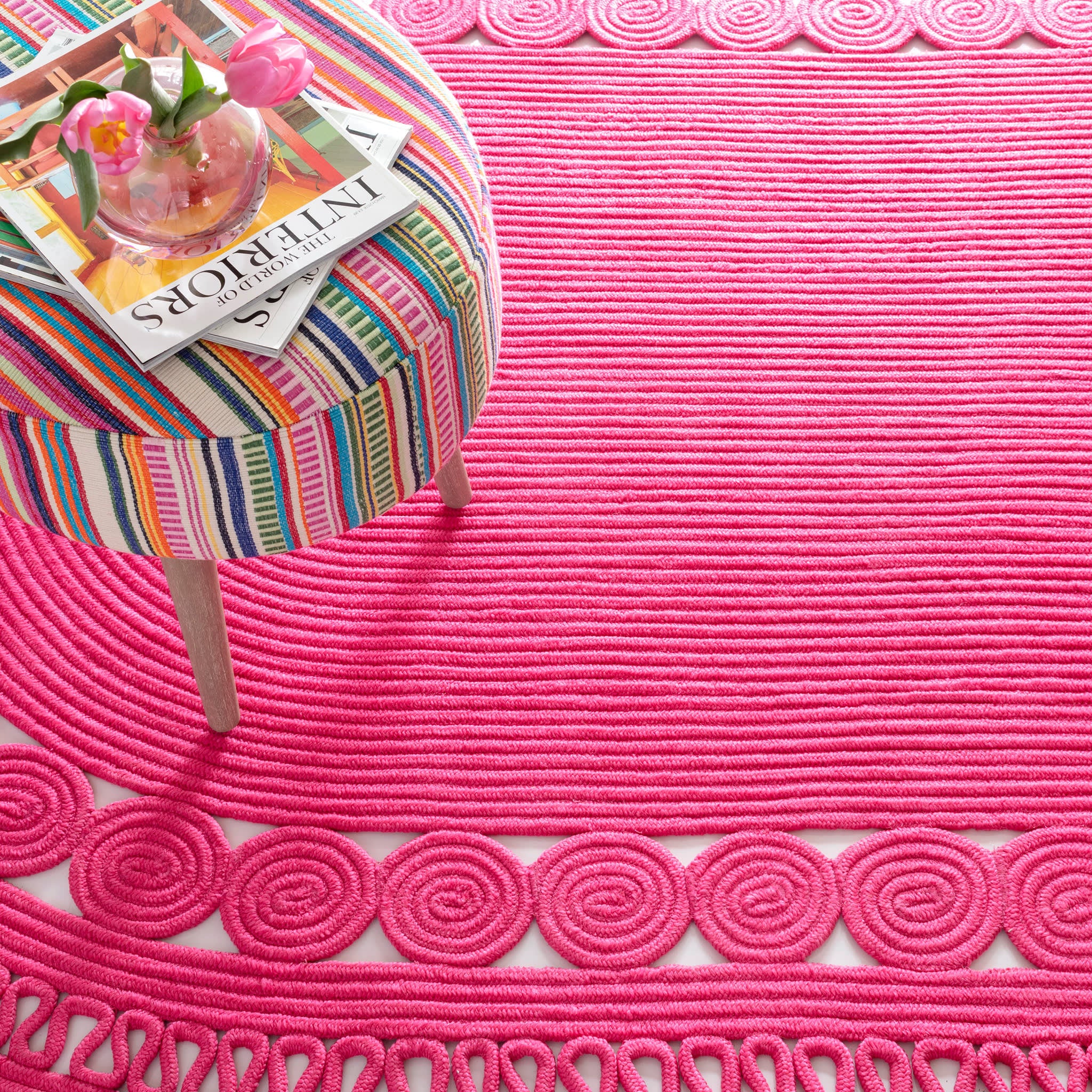 Reef Handwoven Indoor/Outdoor Oval Rug | Fuchsia - Image 3