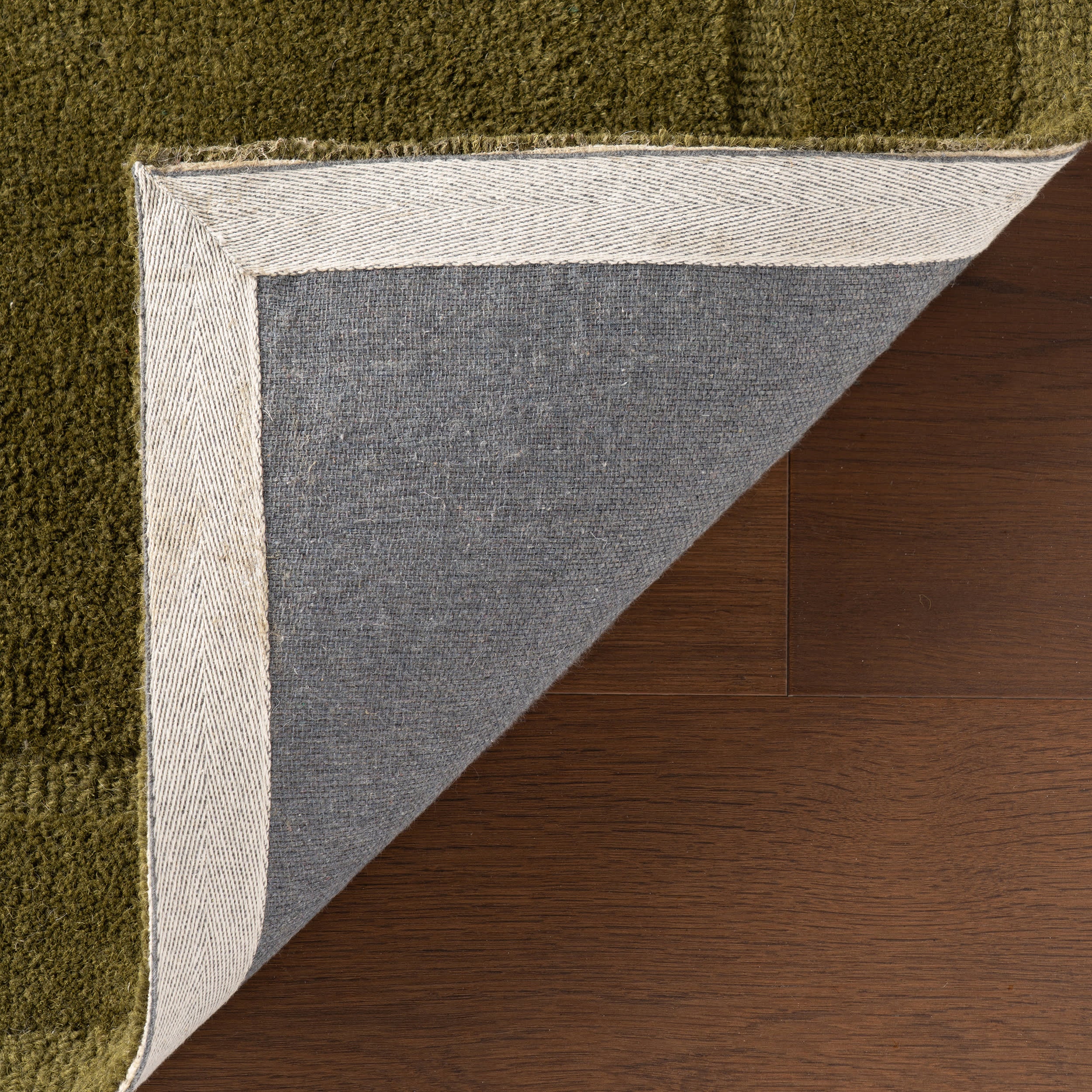 Sahar Solid Modern Wool Rug | Green - Image 3