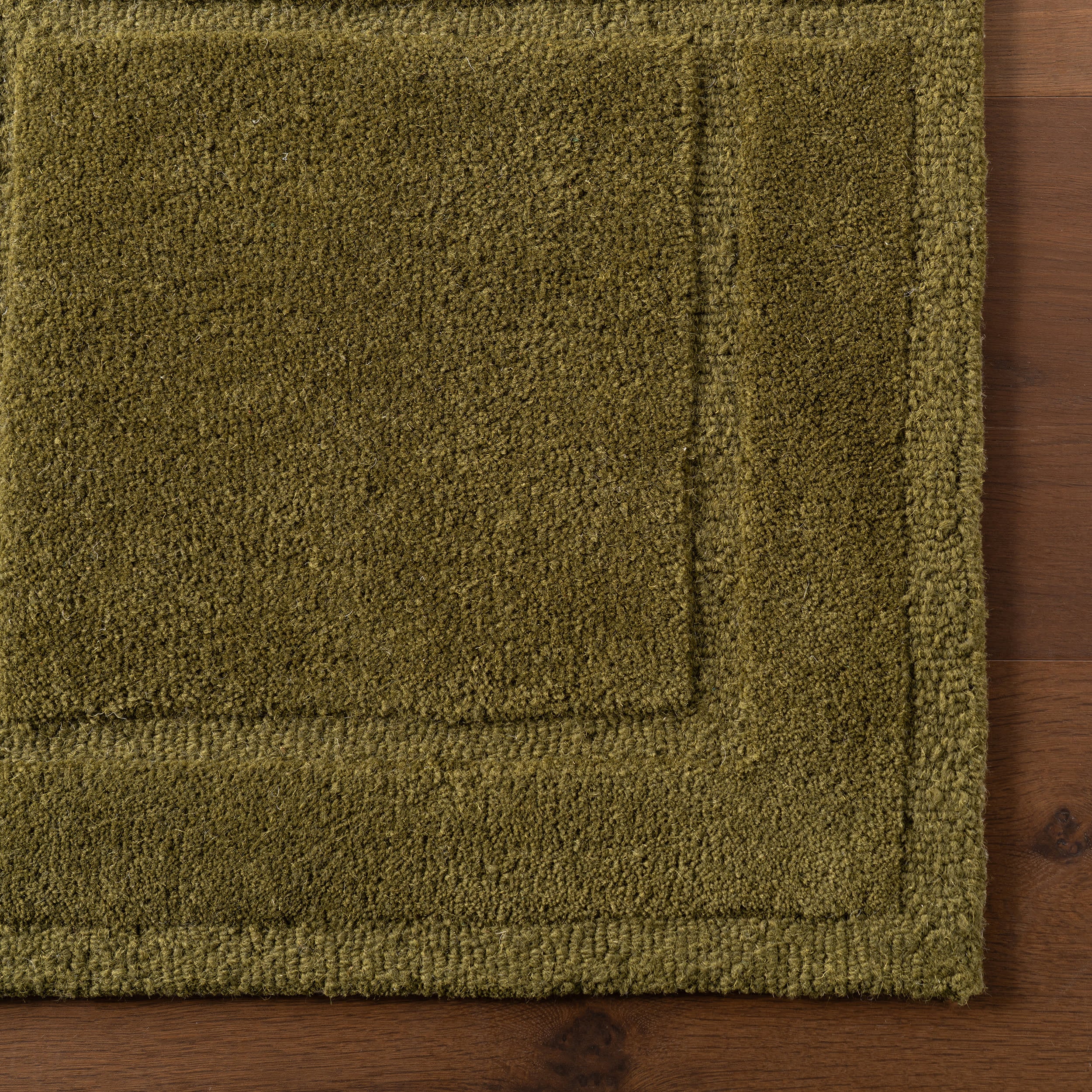 Sahar Solid Modern Wool Rug | Green - Image 4