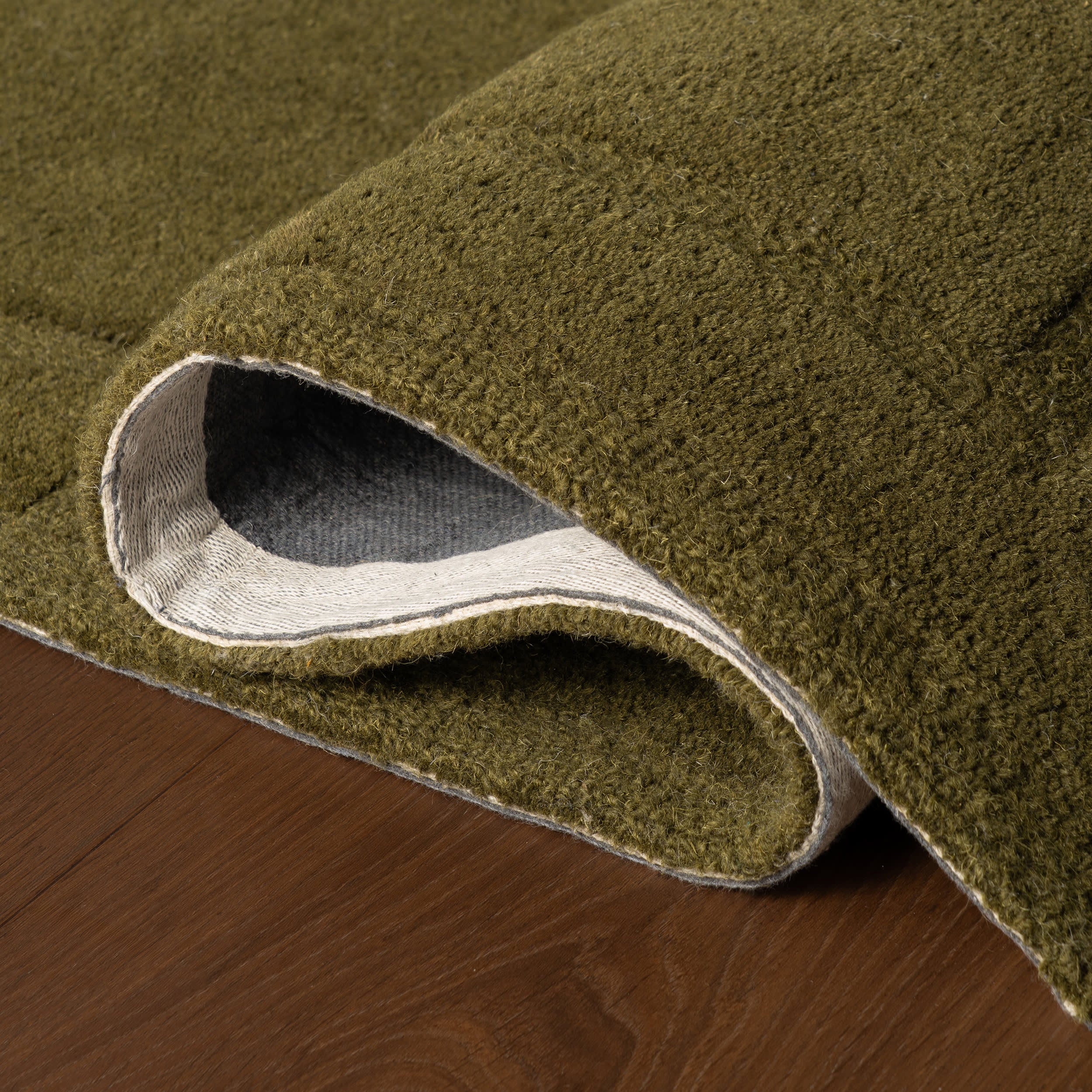 Sahar Solid Modern Wool Rug | Green - Image 6