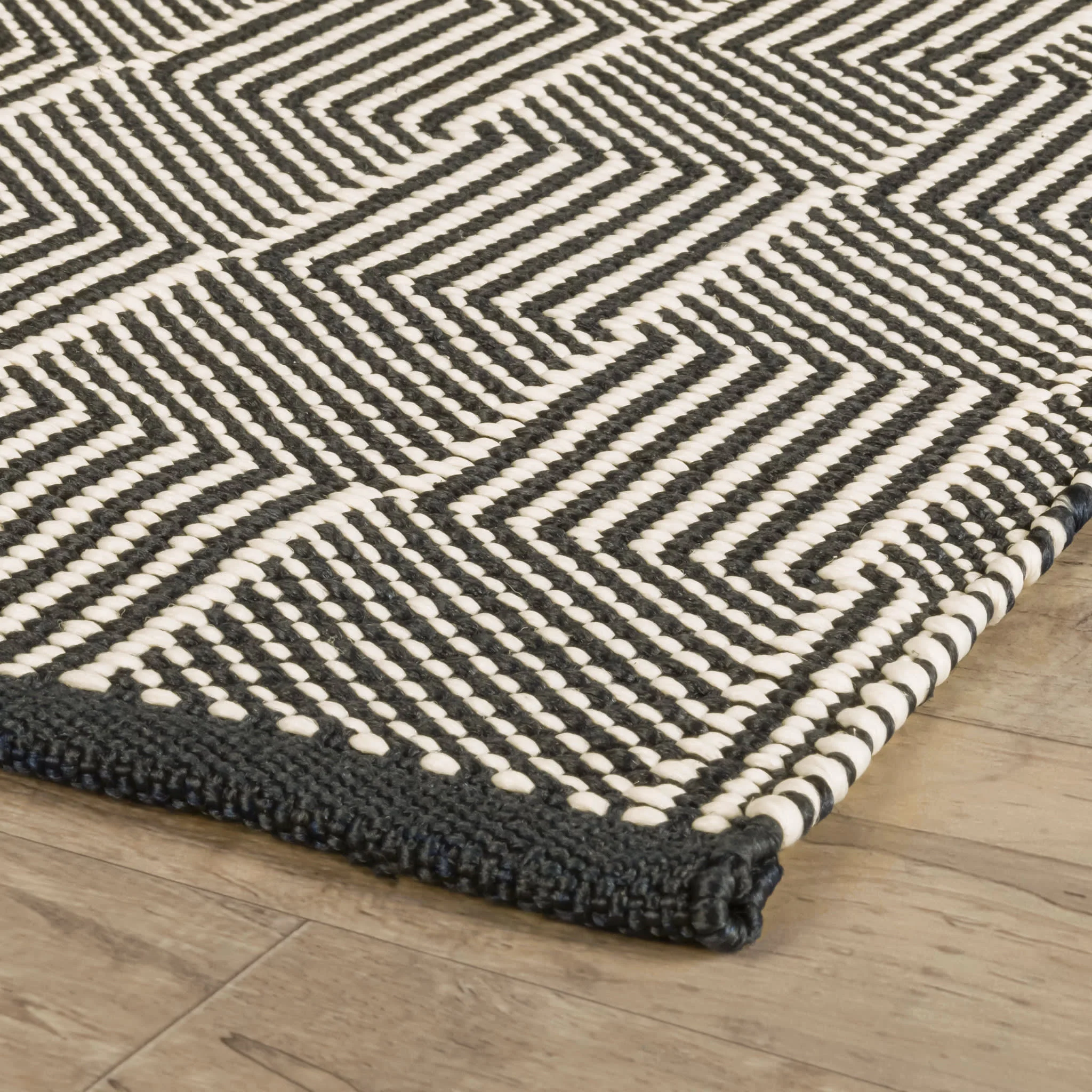 Squares Handwoven Indoor/Outdoor Rug | Navy - Image 5