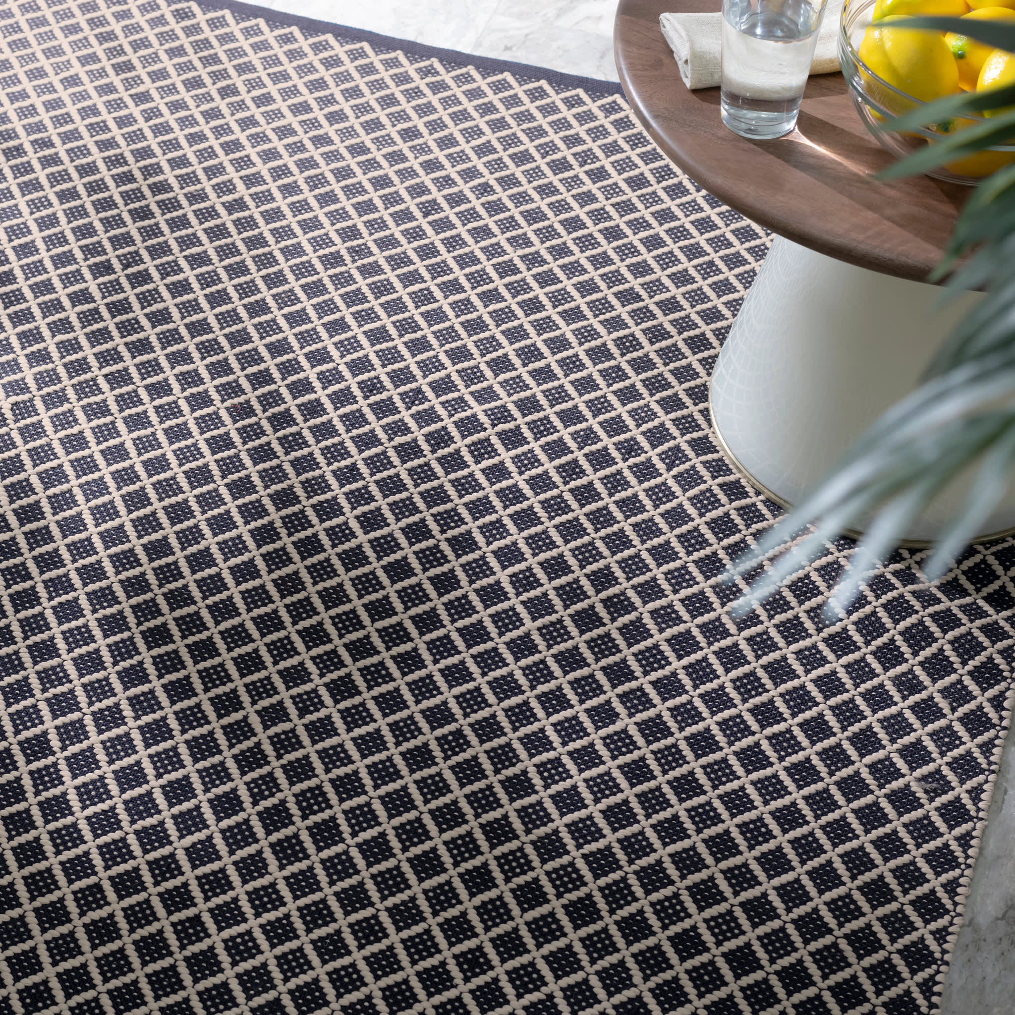 Trellis Handwoven Indoor/Outdoor Rug | Navy - Image 3