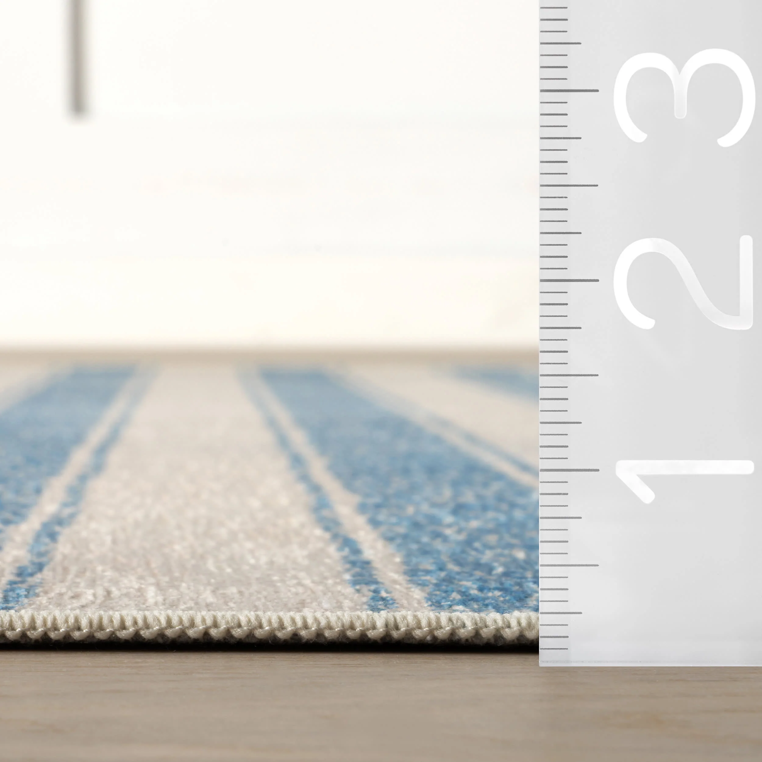 Vion Coastal Striped Machine Washable Rug | Blue - Image 5